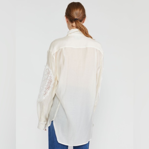 Cynthia Rowley Ivory Riley Lace Tuxedo Shirt - Picture 6 of 7